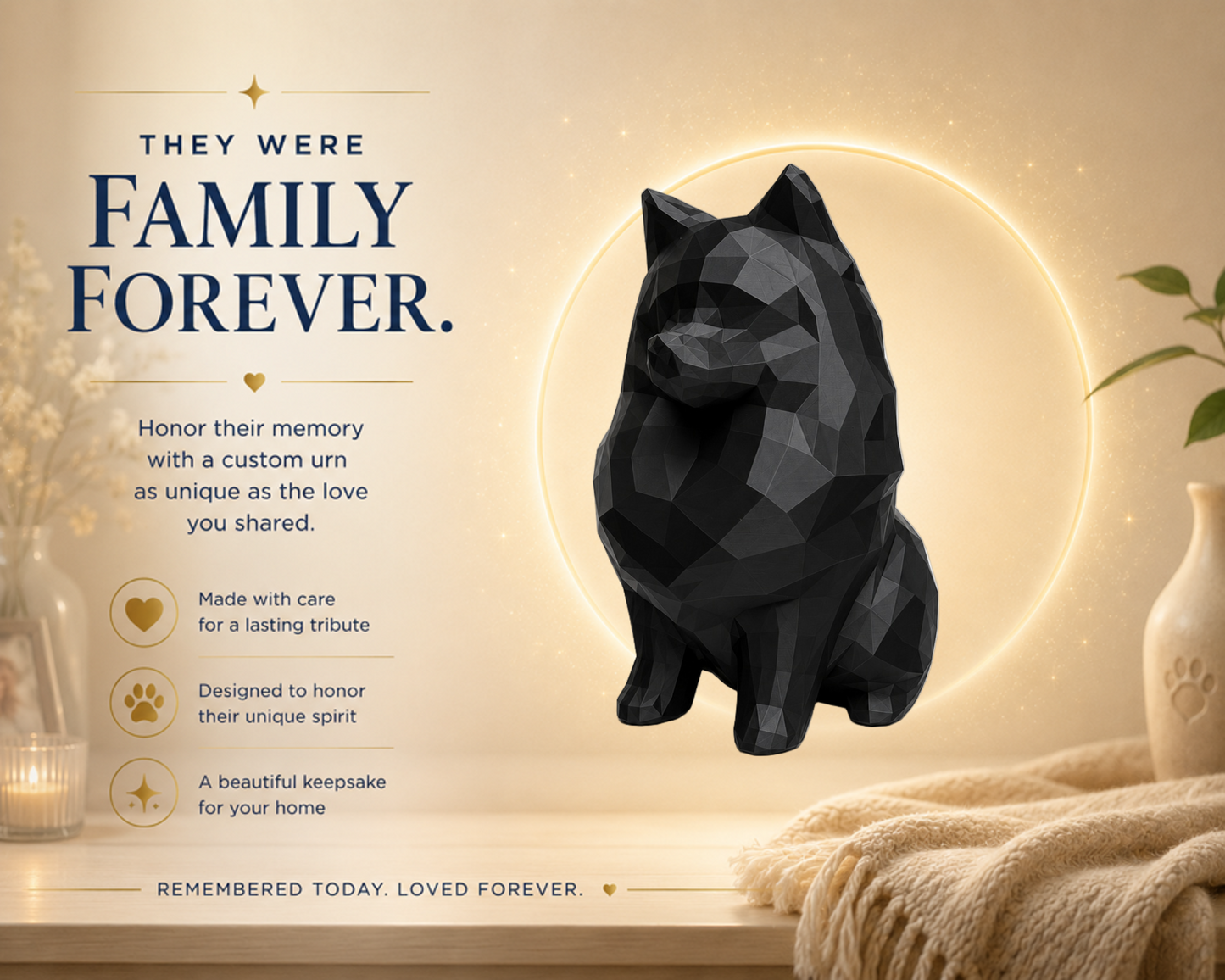 white Pomeranian custom pet memorial urn