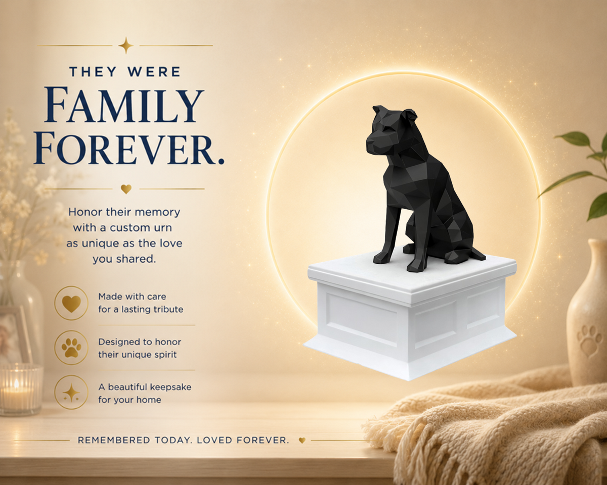 white vault black pitbull custom pet urn