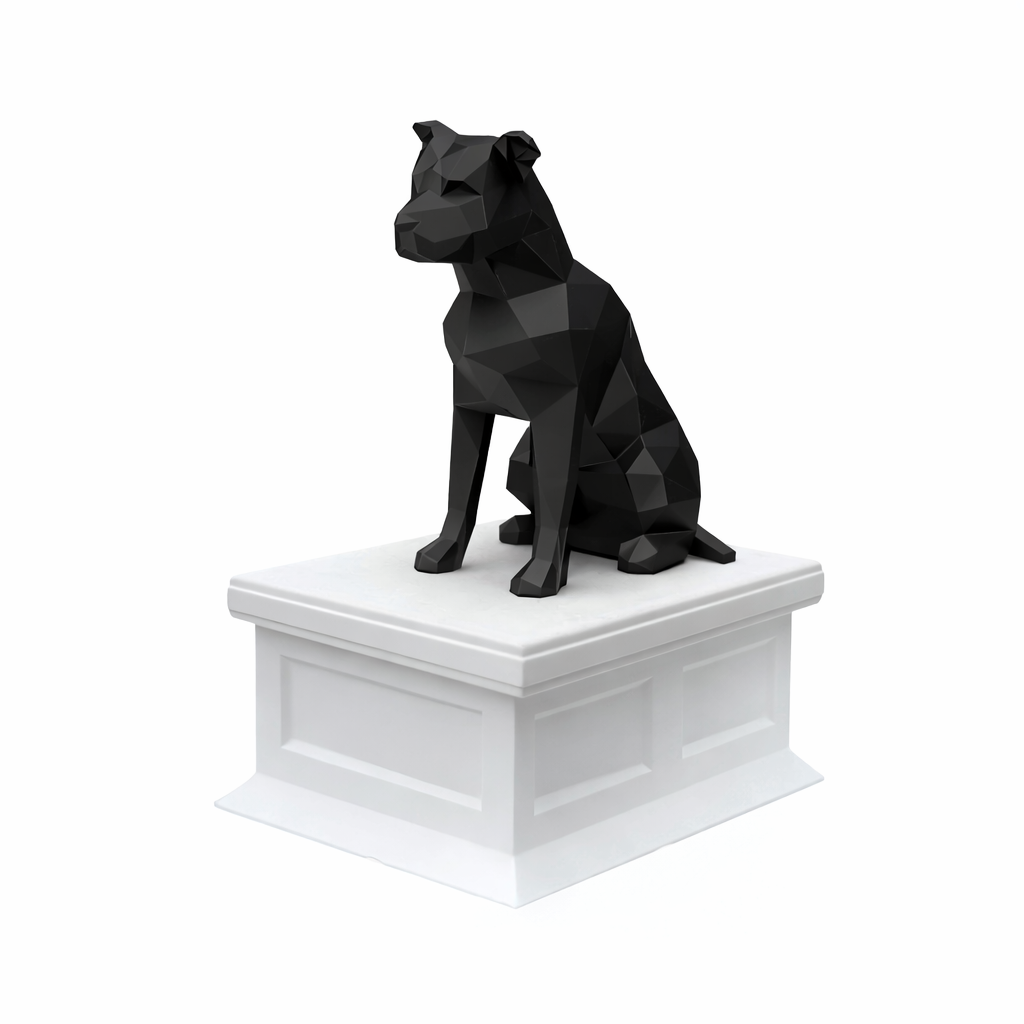 white vault black pitbull pet urn