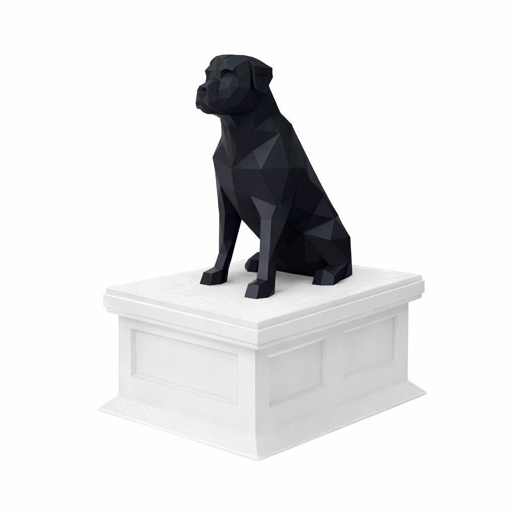 white vault black Rottweiler pet urn