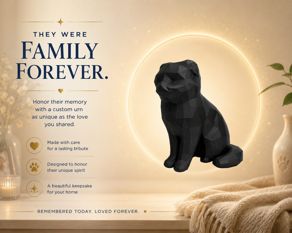 black Scottish Fold Cat Pet Capsule custom Urn