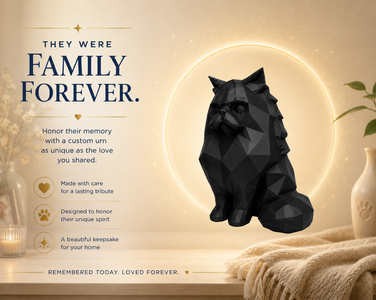 black Persian Cat Pet Capsule custom Urn