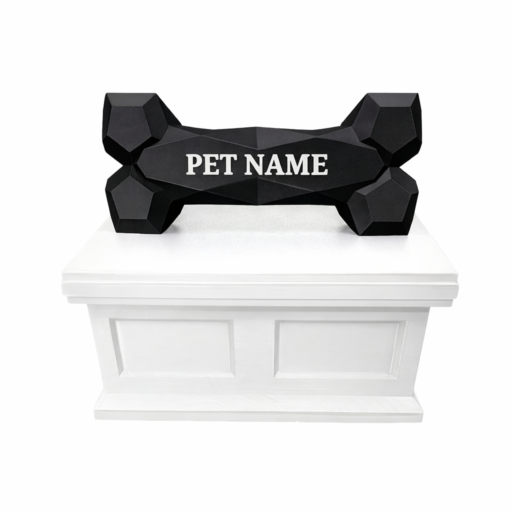 white Vault black Bone Pet Urn