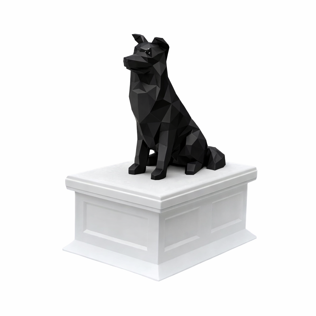 white vault black border collie pet urn
