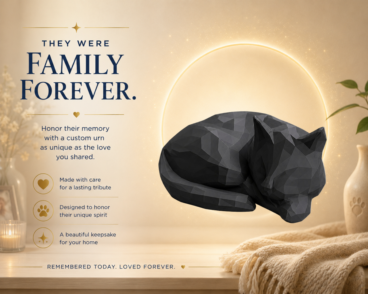 black Cat resting Pet Capsule custom Urn