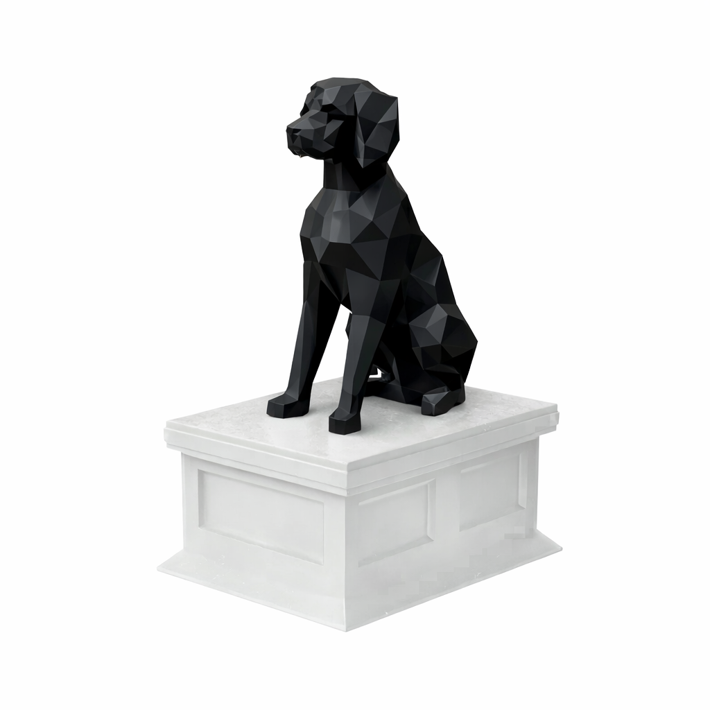 white vault black brittany spaniel pet urn