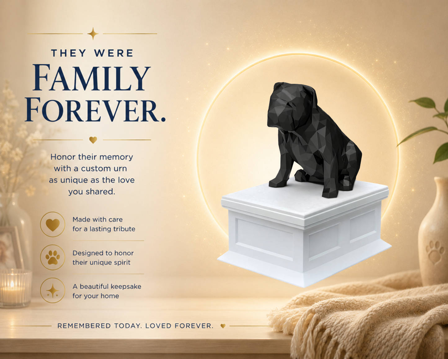 white vault black english bulldog custom pet urn