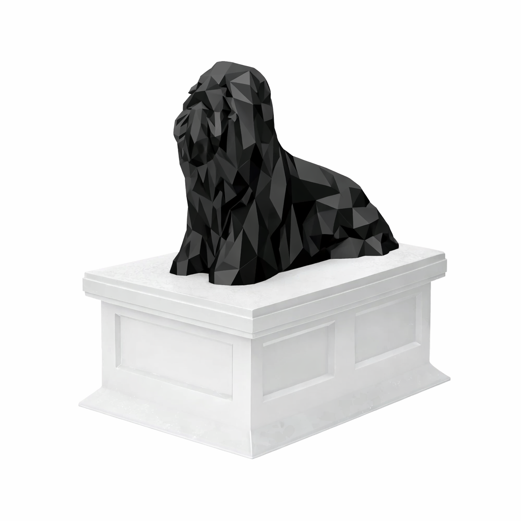 white vault black Lhasa Apso Pet Urn