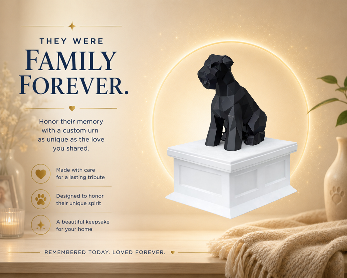 white vault black Schnauzer custom pet urn