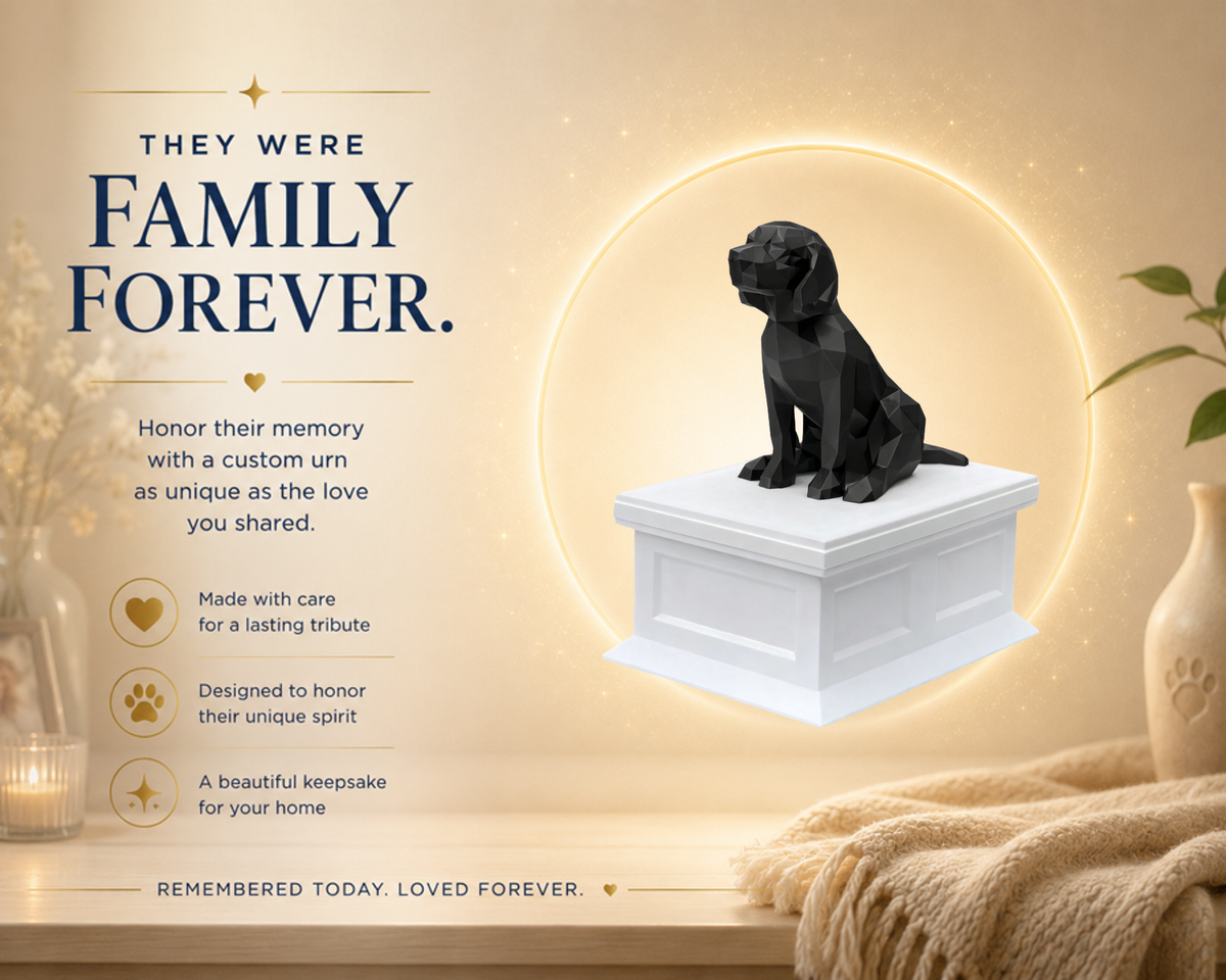 Black Beagle White Vault Custom Pet Urn