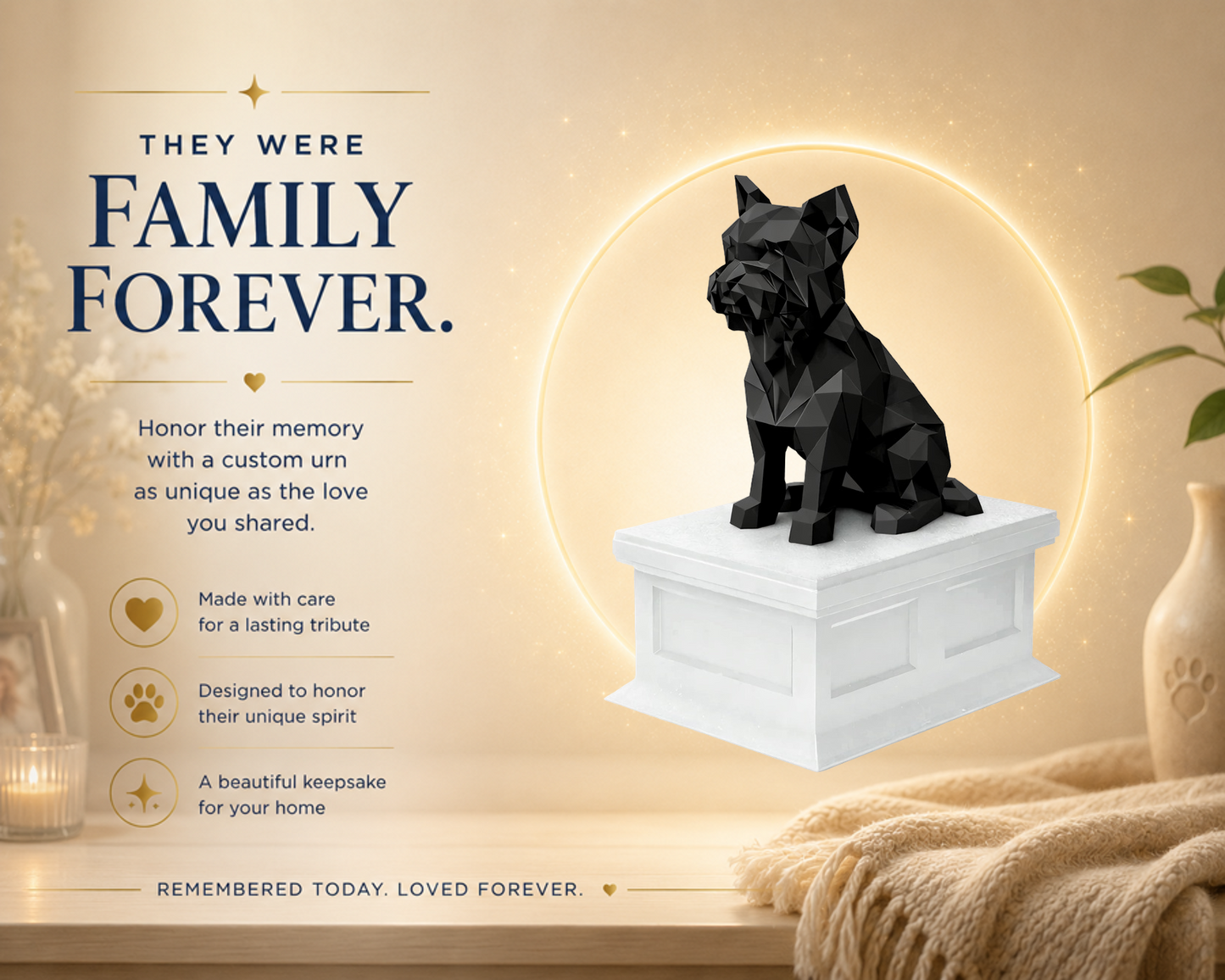 white vault black Yorkshire Terrier custom pet urn