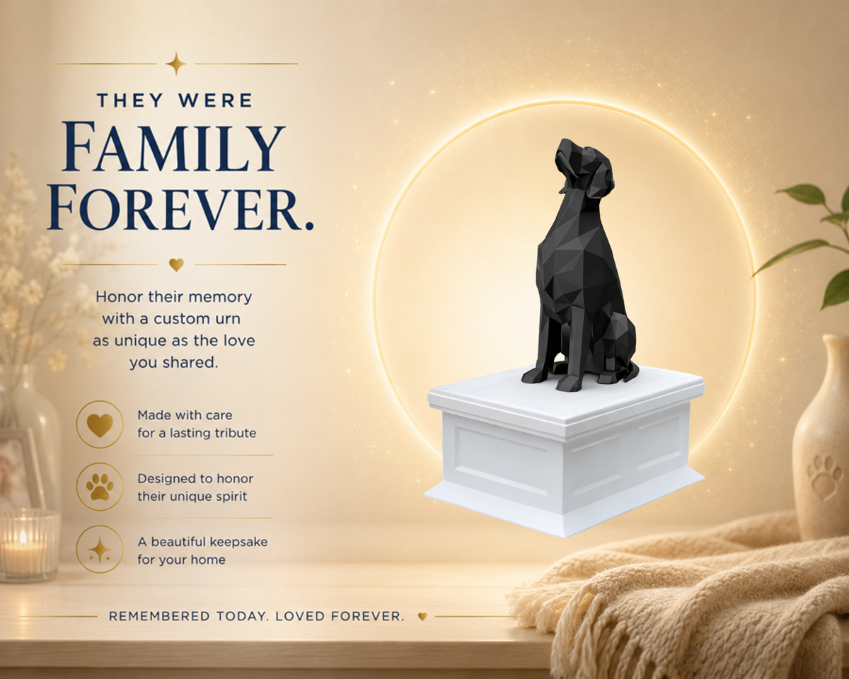 white vault black english setter custom pet urn