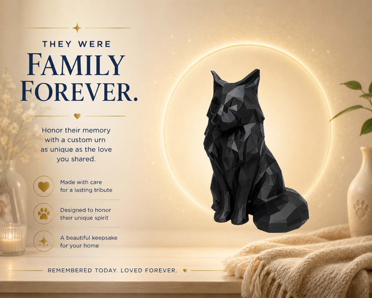 black Maine Coon Cat Pet Capsule custom Urn