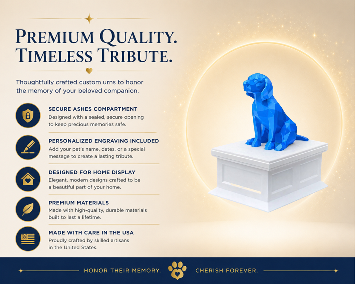 White vault blue beagle custom pet urn