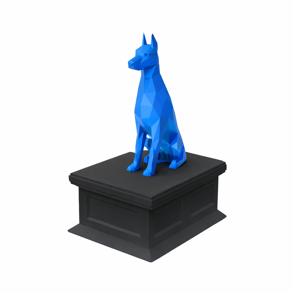 black vault blue doberman pet urn
