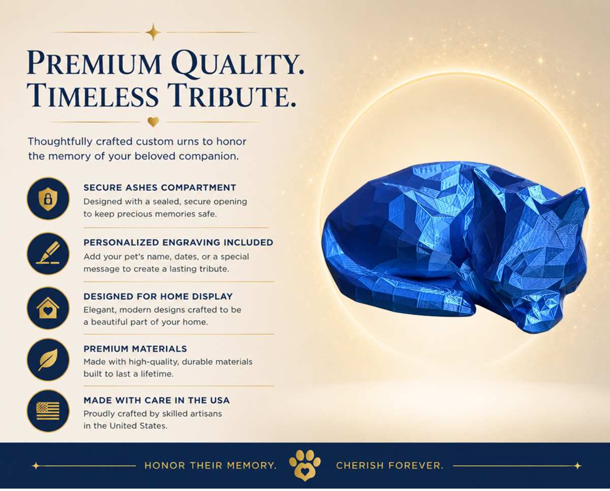 blue Cat resting Pet Capsule custom Urn