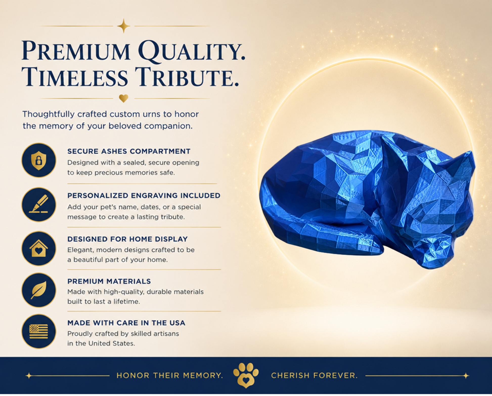 blue Cat resting Pet Capsule custom Urn