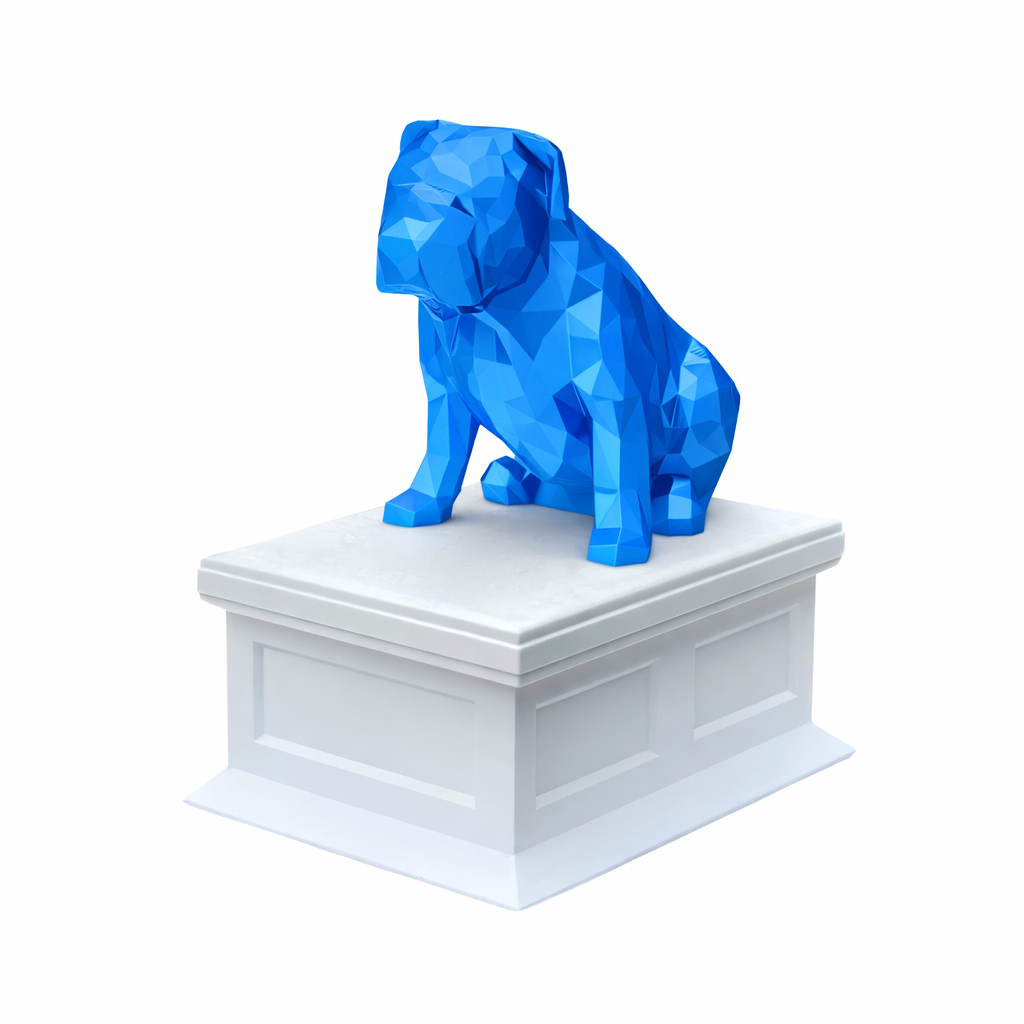 white vault blue english bulldog pet urn