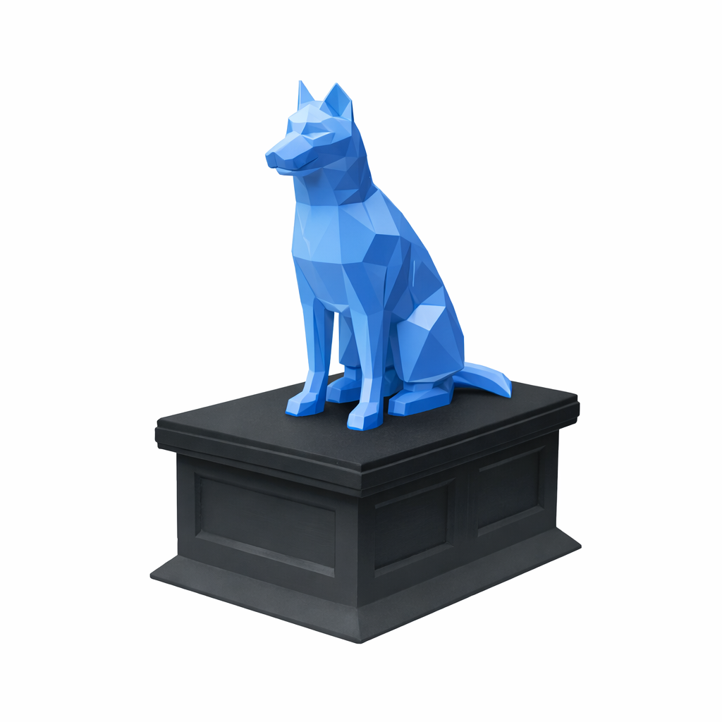 black vault blue husky pet urn