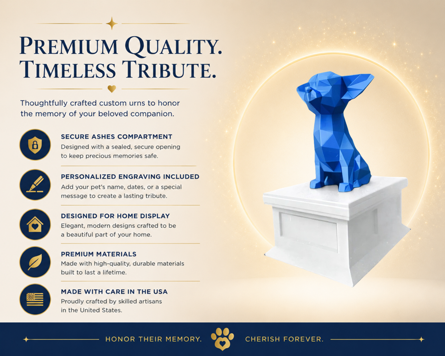 white vault blue Chihuahua custom pet urn