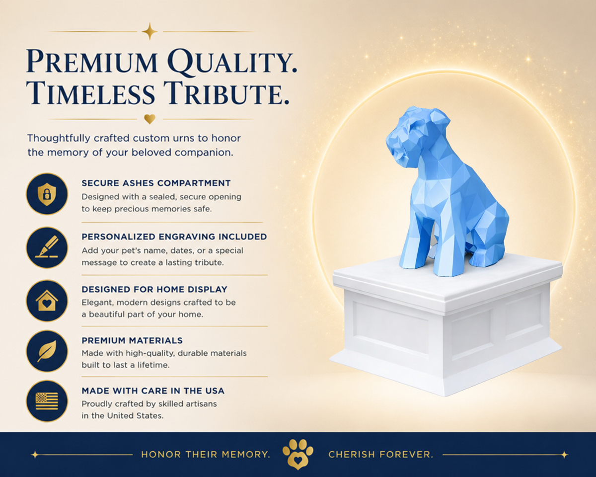 white vault blue Schnauzer custom pet urn