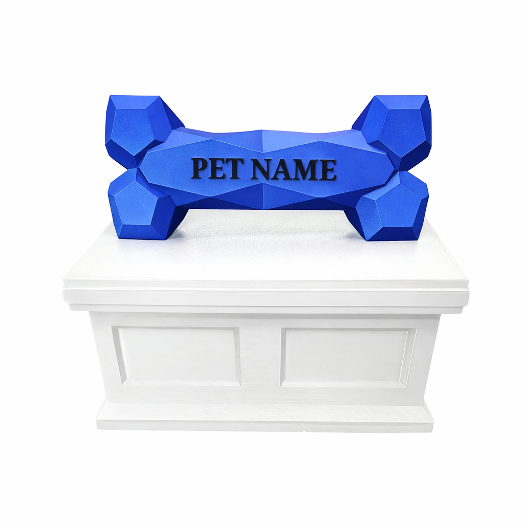 white Vault blue Bone Pet Urn