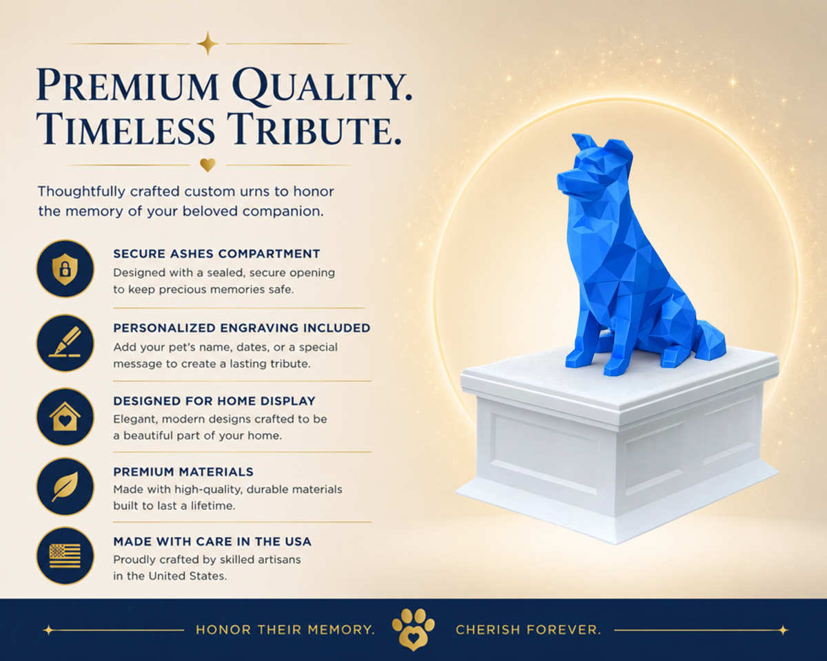 white vault blue border collie custom pet urn