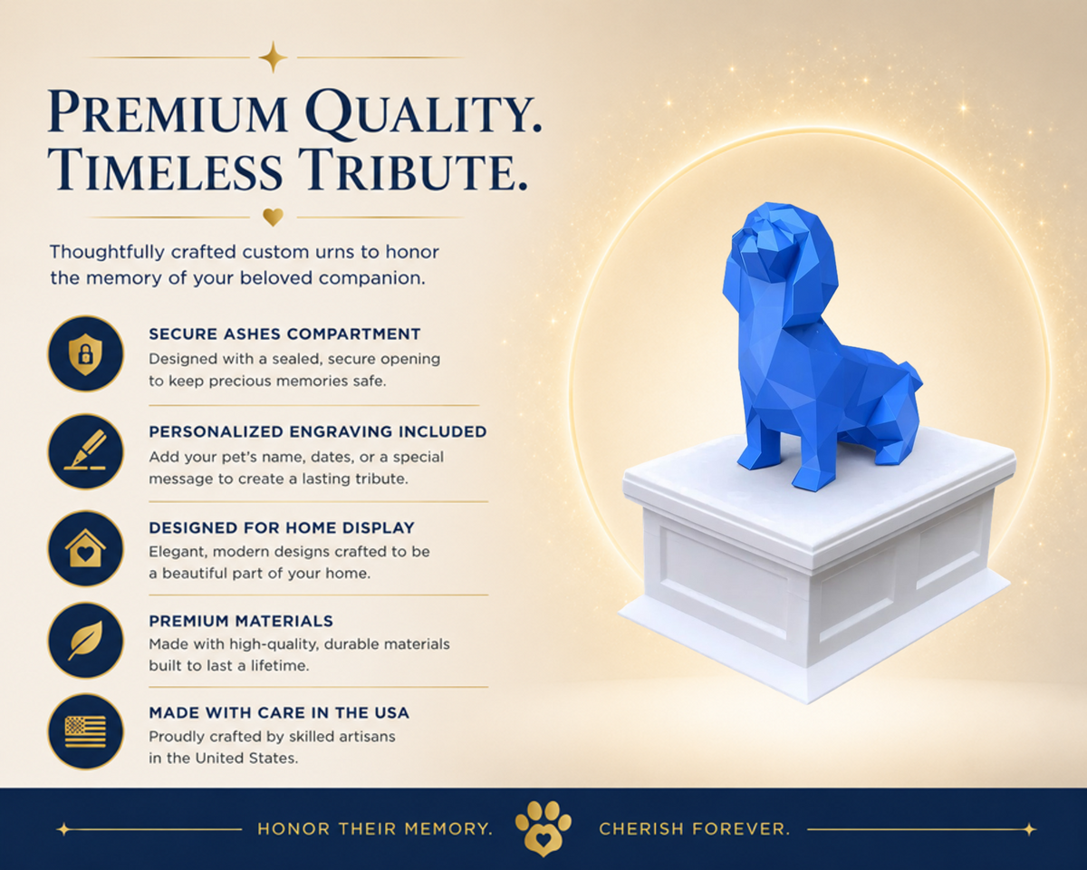 white vault blue Shih Tzu custom pet urn