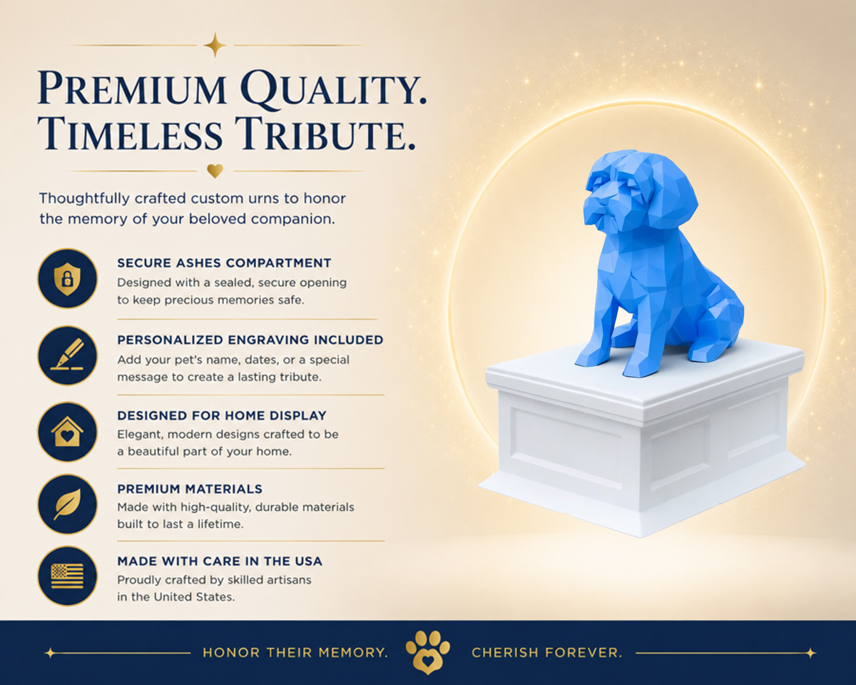 white vault blue maltese custom pet urn