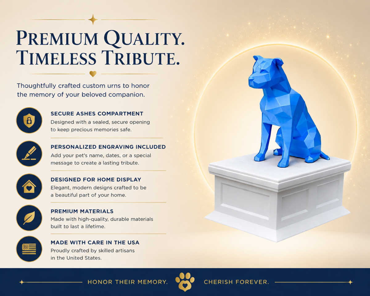 white vault blue pitbull custom pet urn