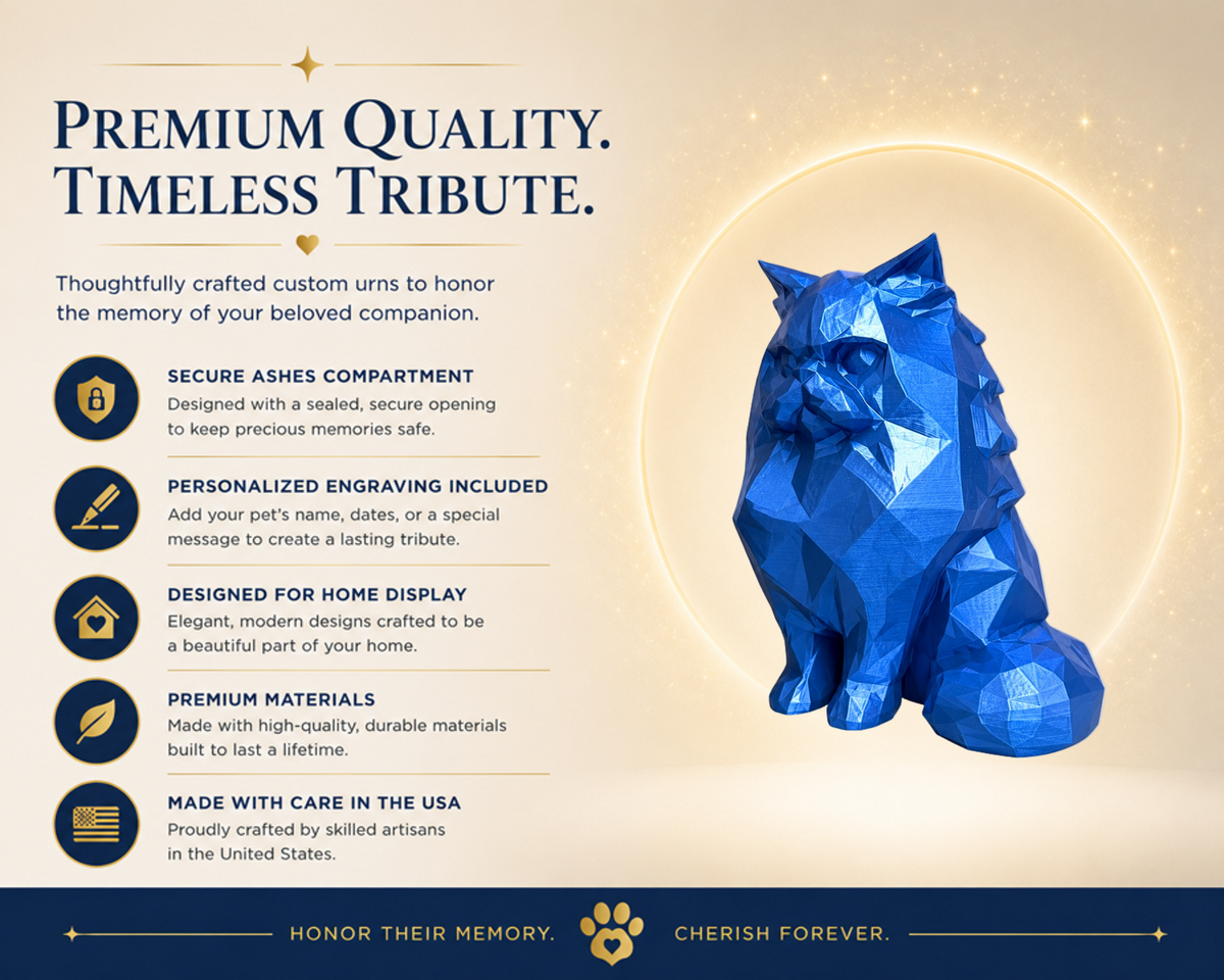 blue Persian Cat Pet Capsule custom Urn