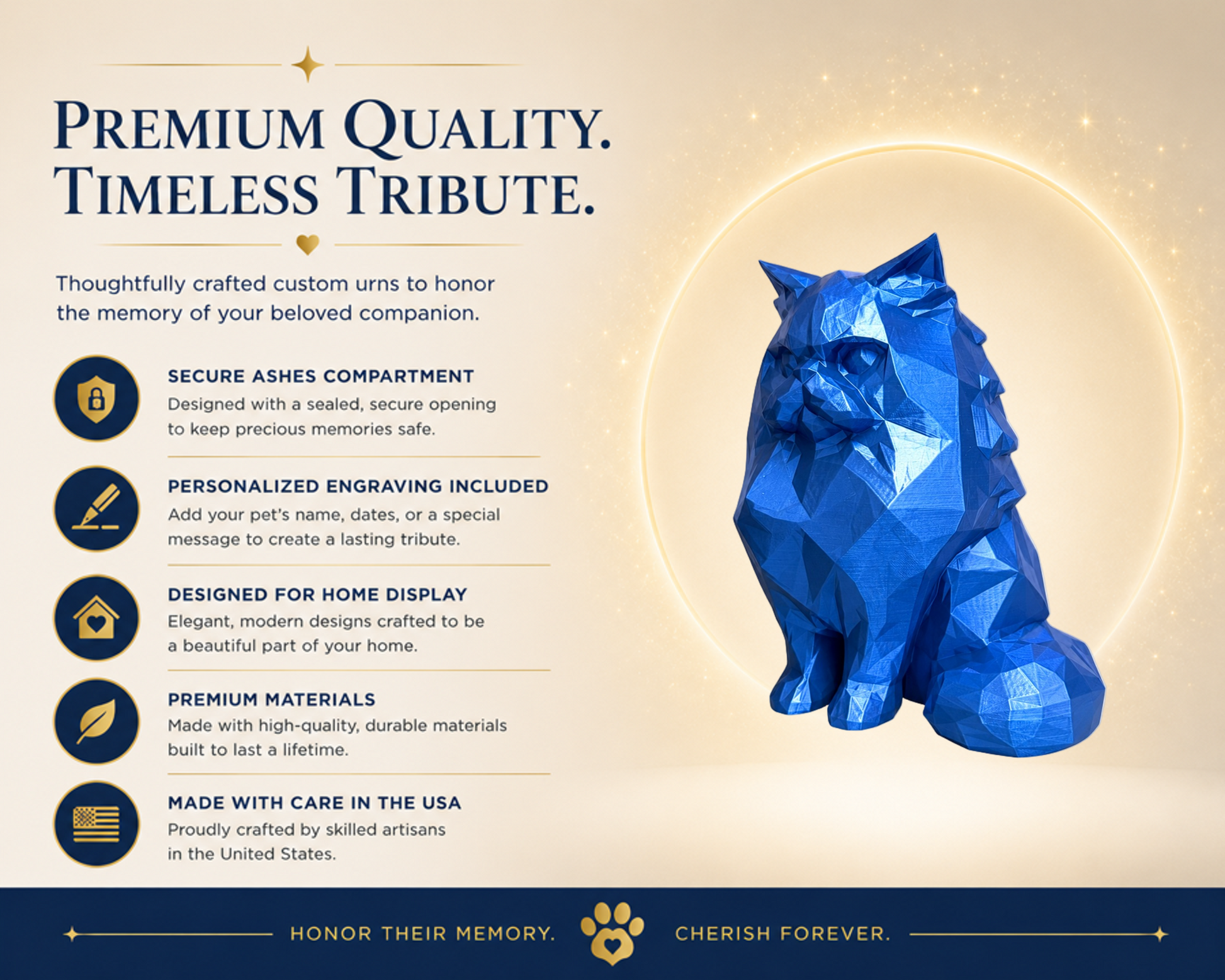 blue Persian Cat Pet Capsule custom Urn