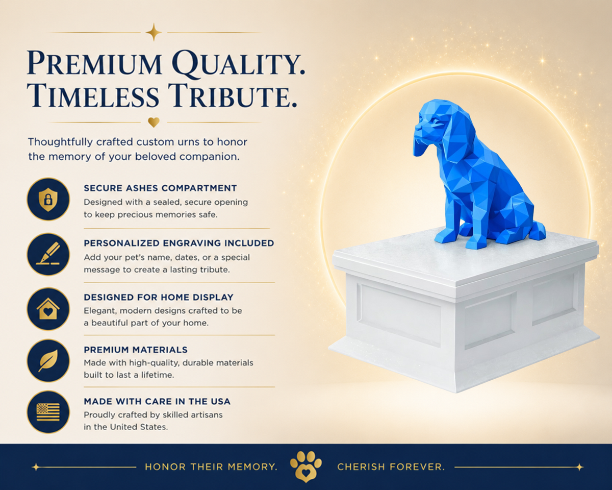 white vault blue cavalier king charles spaniel custom pet urn