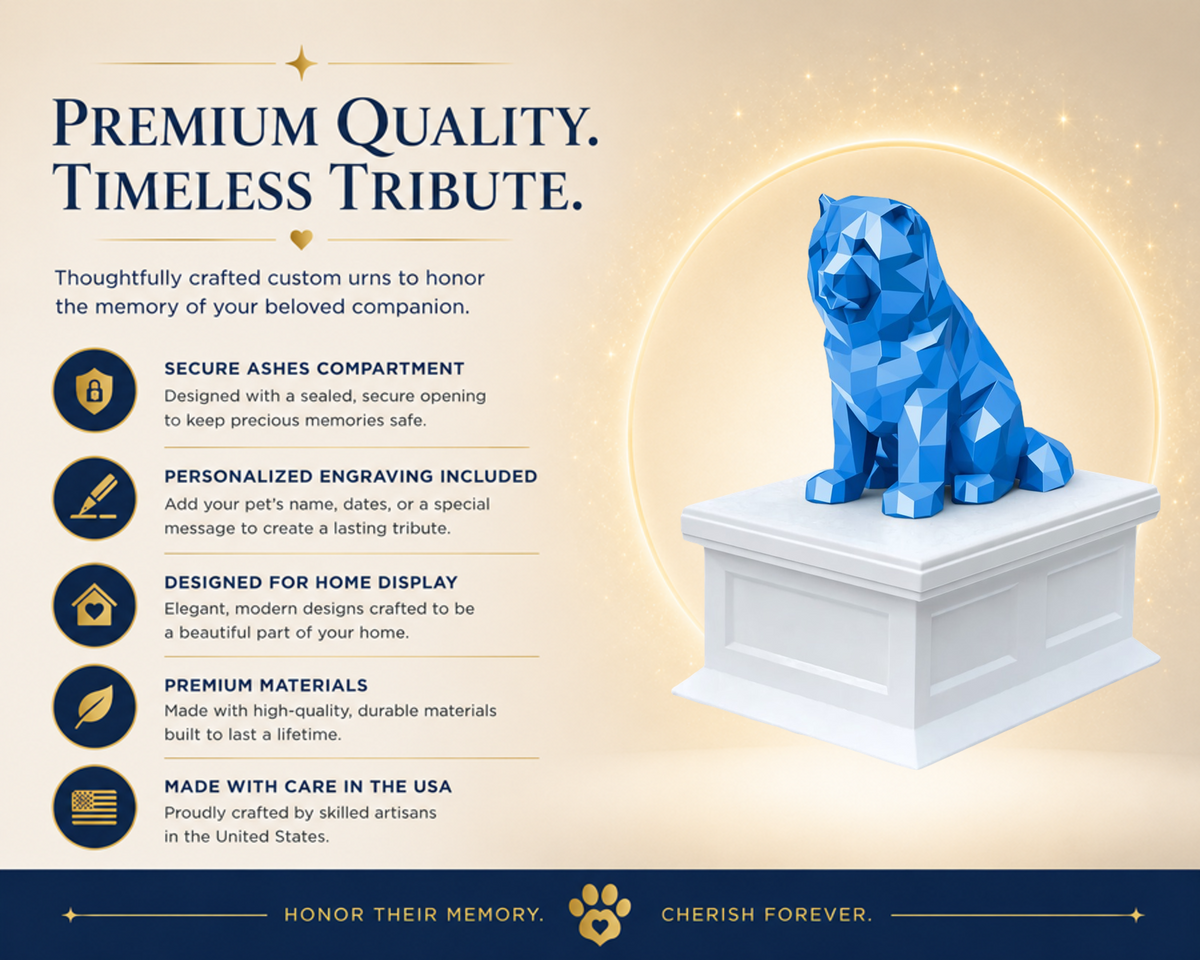 white vault blue chow chow custom pet urn