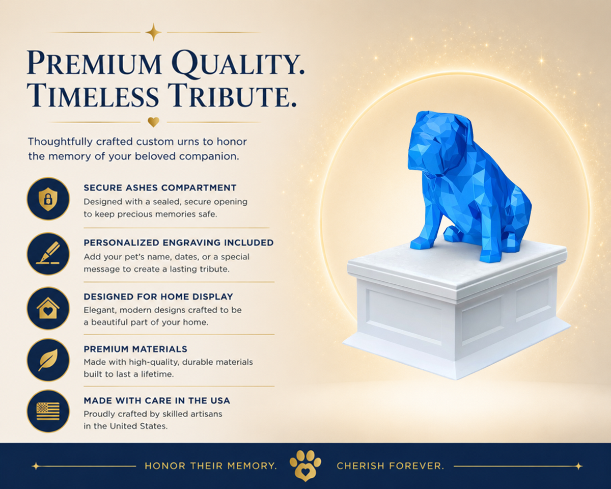 white vault blue english bulldog custom pet urn