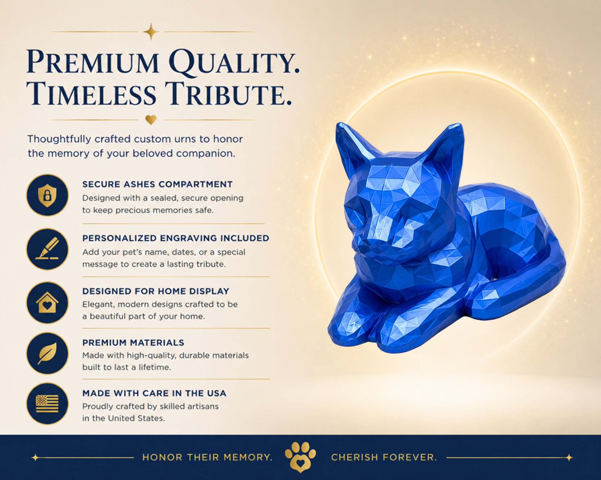 blue Cat laying Pet Capsule custom Urn