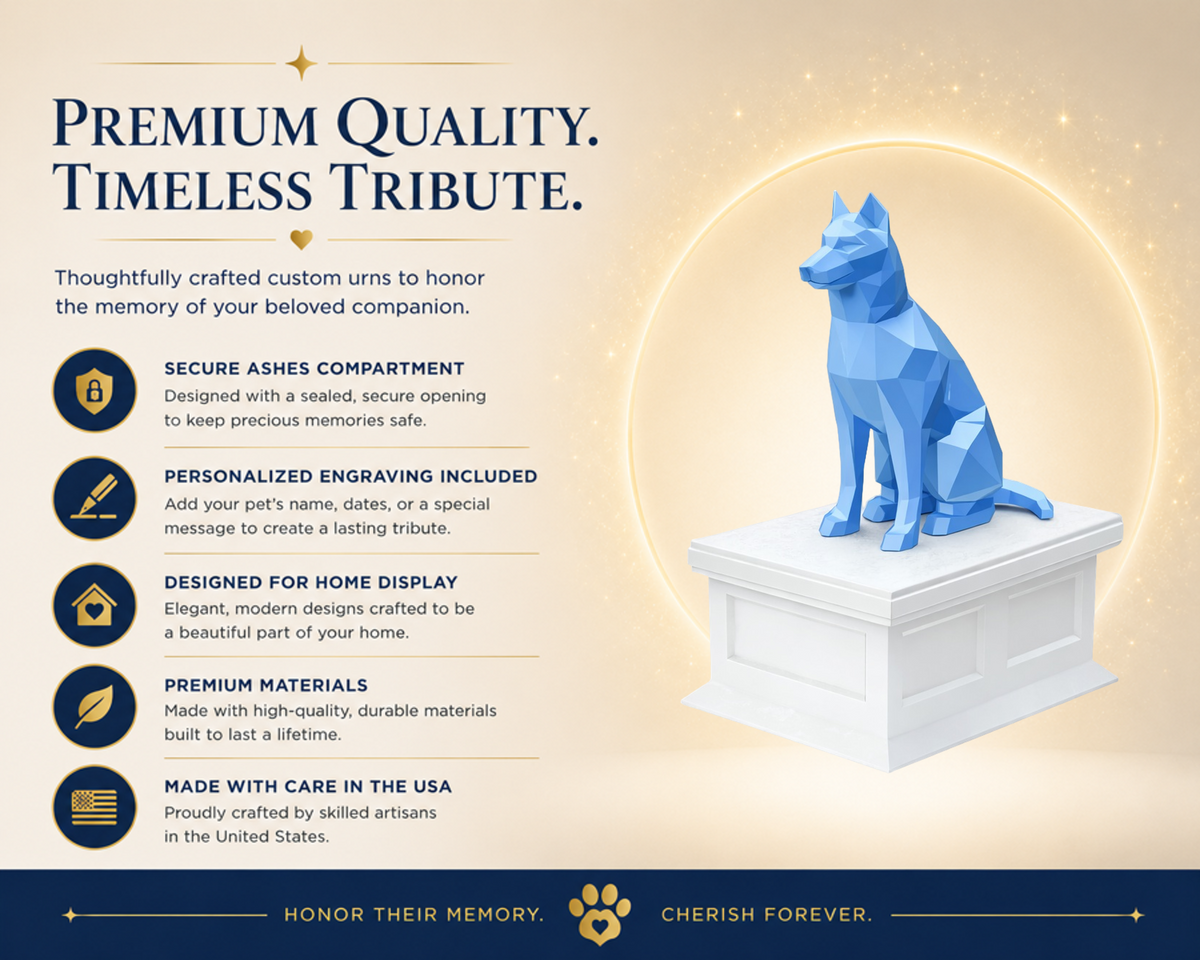 white vault blue husky custom pet urn