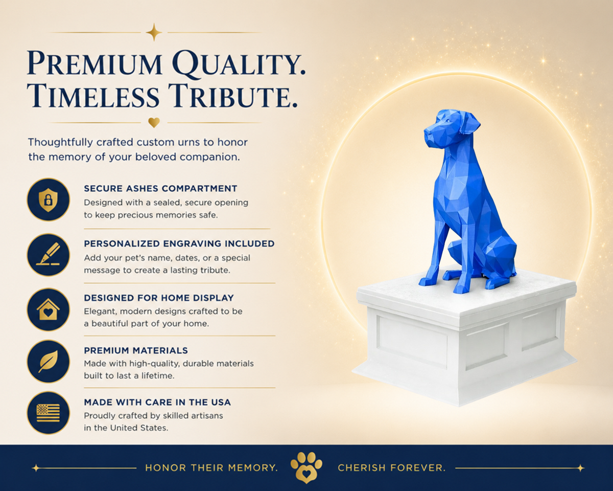 white vault blue great dane custom pet urn