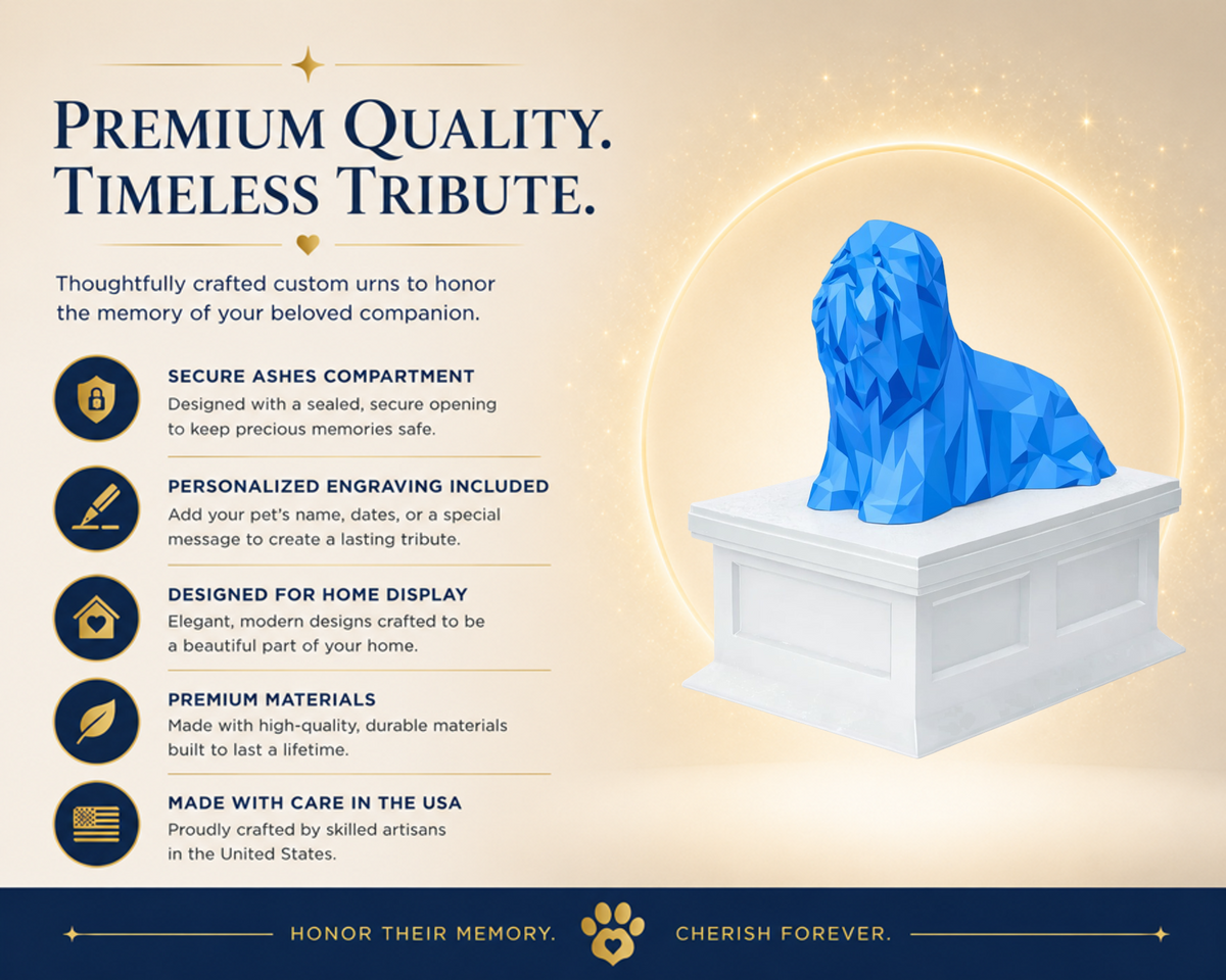white vault blue Lhasa Apso custom Pet Urn