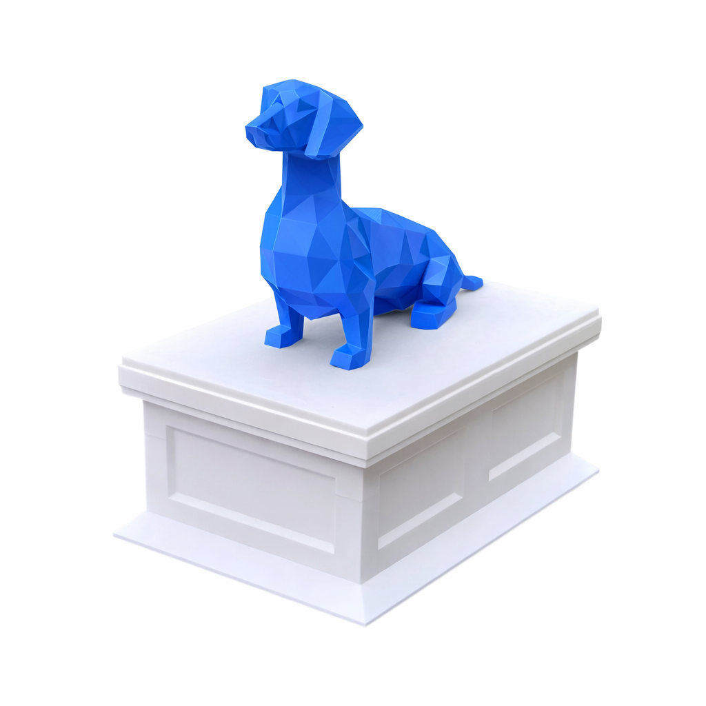 white vault blue dachshund Pet Urn