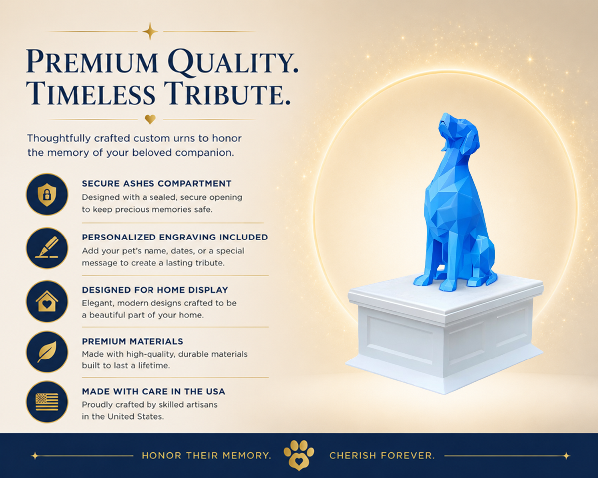 white vault blue english setter custom pet urn