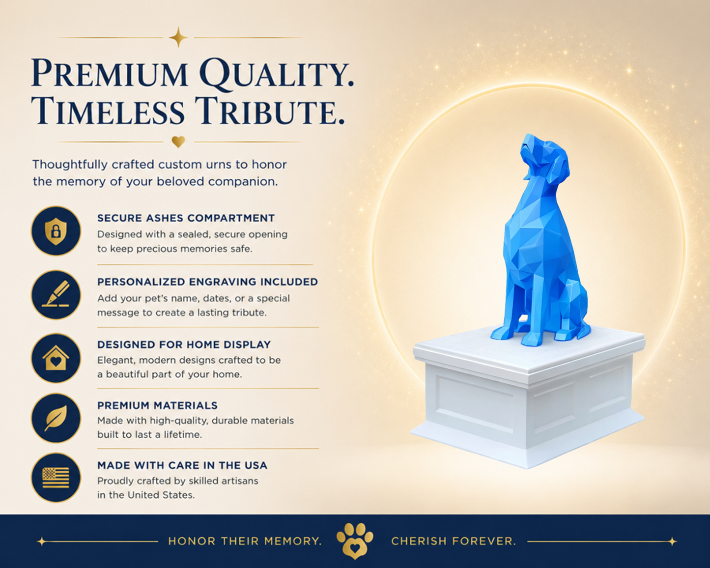 white vault blue english setter custom pet urn