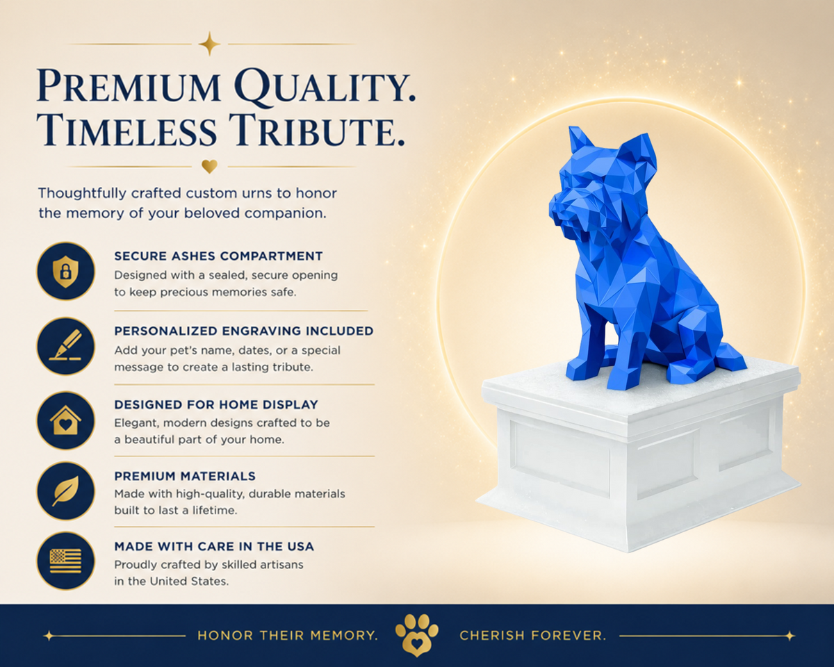 white vault blue Yorkshire Terrier custom pet urn