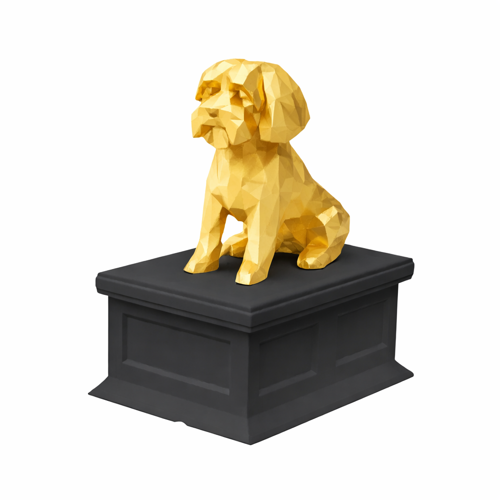 black vault gold maltese pet urn