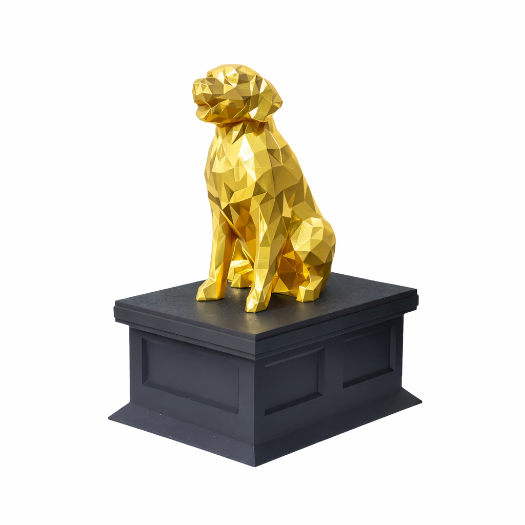 black vault gold golden retriever pet urn