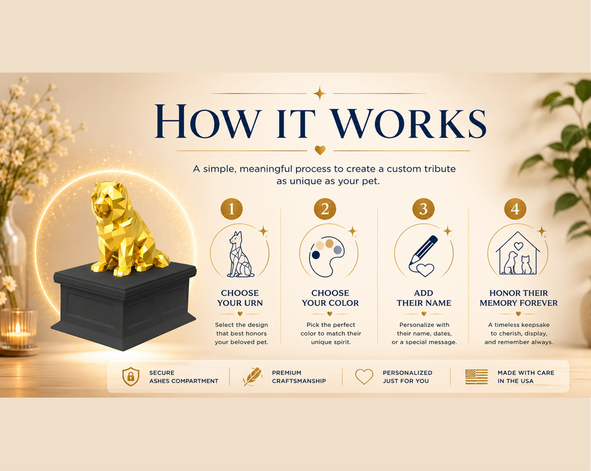 black vault gold chow chow custom pet urn