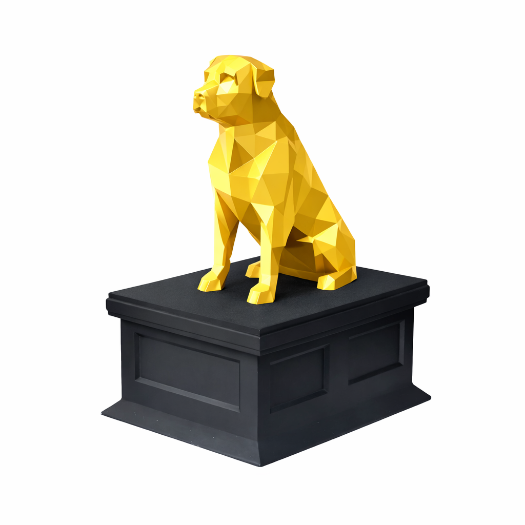 black vault gold Rottweiler pet urn
