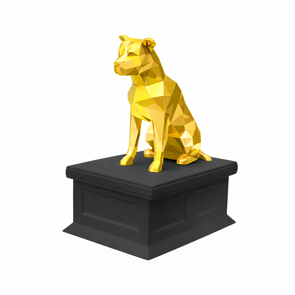 black vault gold pitbull pet urn