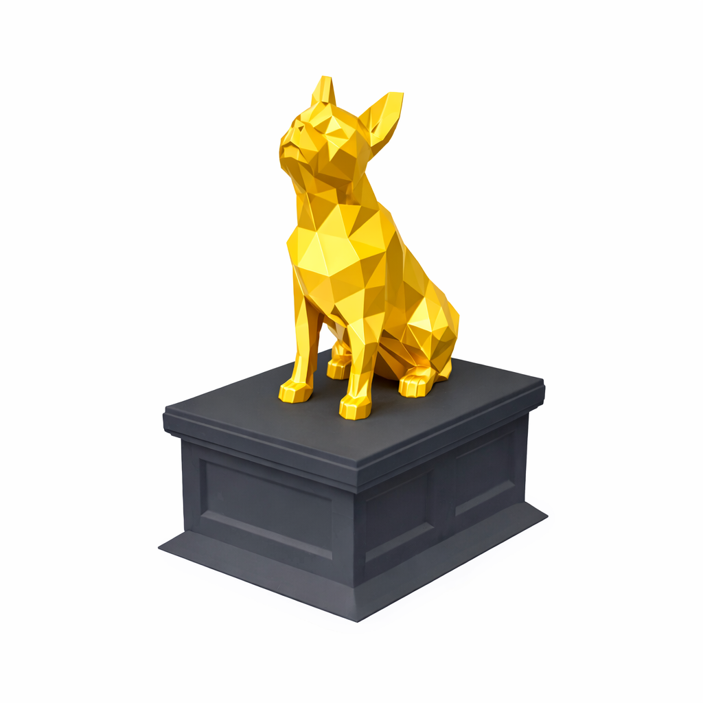 black vault gold Boston Terrier Pet Urn