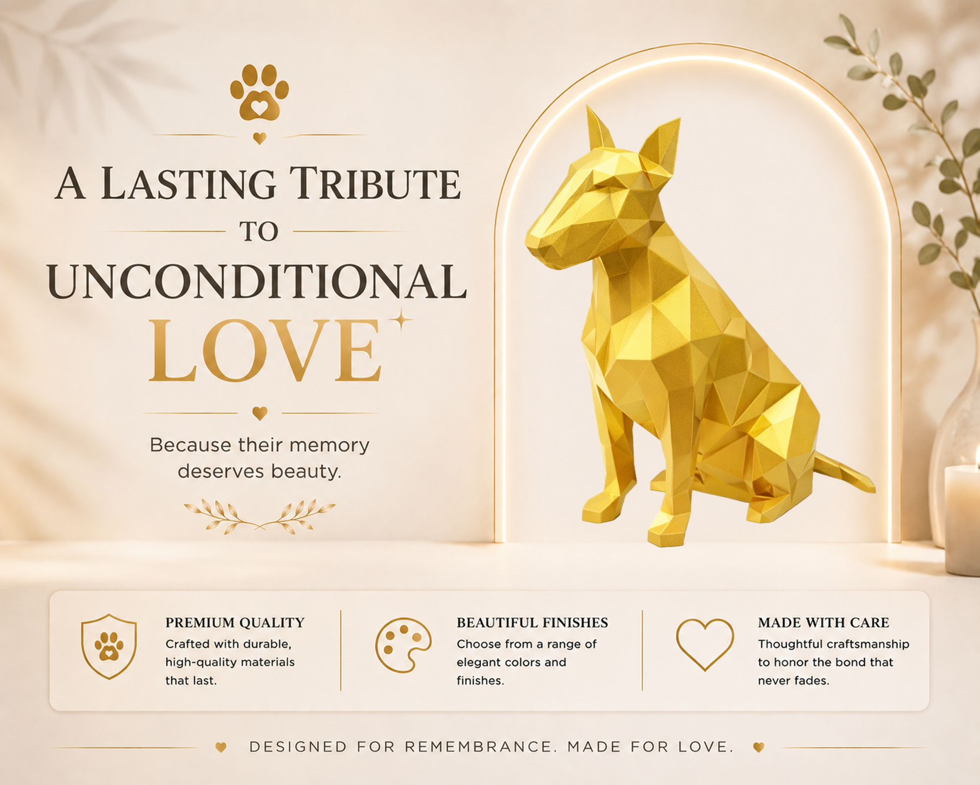 Gold Bull Terrier Custom Pet Urn